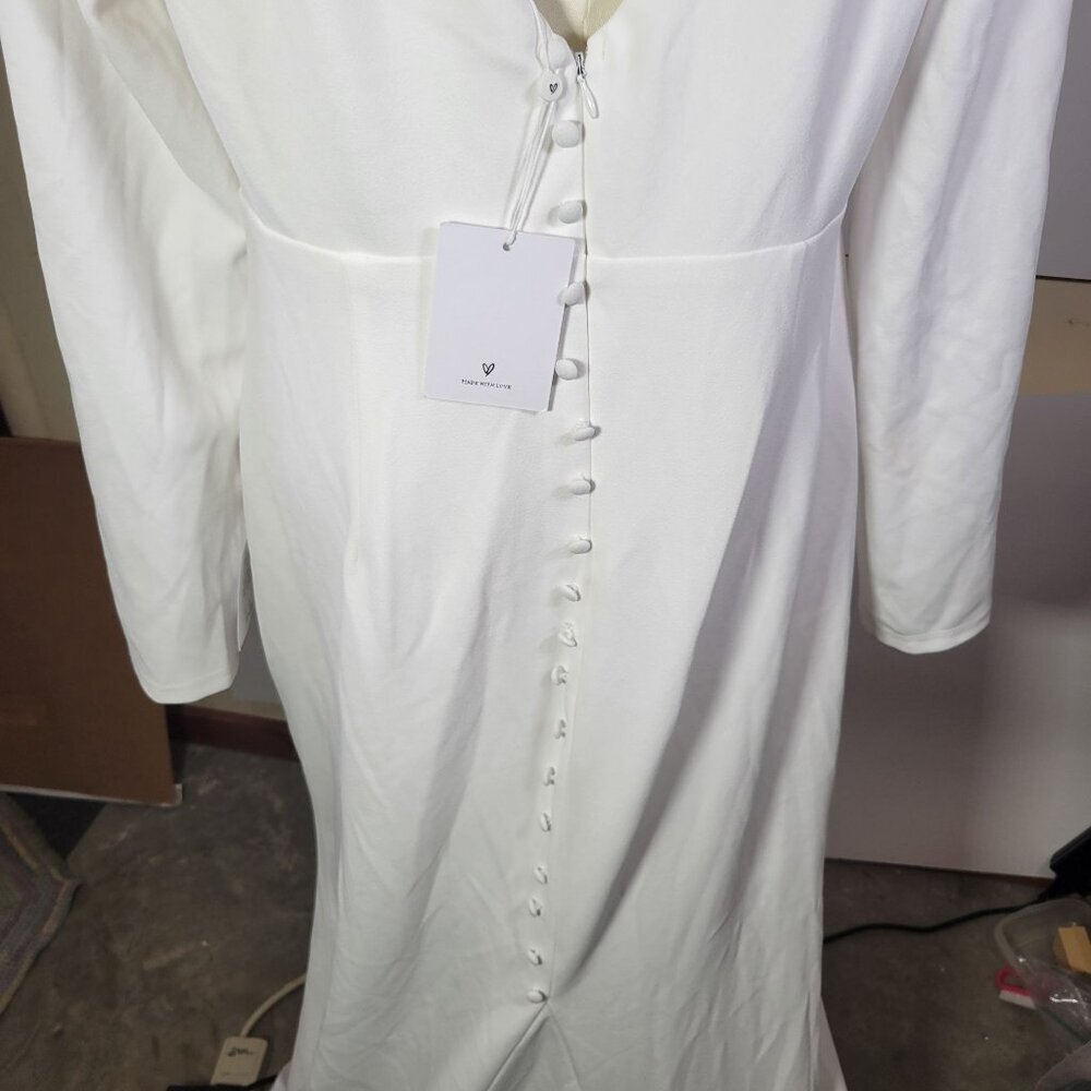 Lulus White Feeling of Forever White Long Sleeve Mermaid Maxi Dress Size XL - Picture 5 of 7